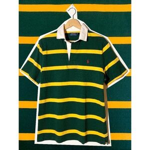 Polo Ralph Lauren short-sleeved rugby shirt, hunter green/gold, men's size M